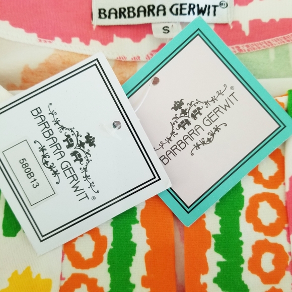 Barbara Gerwit Colorful Engineered Cotton Knit 3/4 Slit Neck Dress Small NWT - Picture 6 of 10